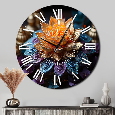Hinduisim Vibrant Mandala - Spiritual White Face Wall Clock