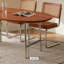 Bureau ovale en pin massif durable et acier inoxydable-1180563464
