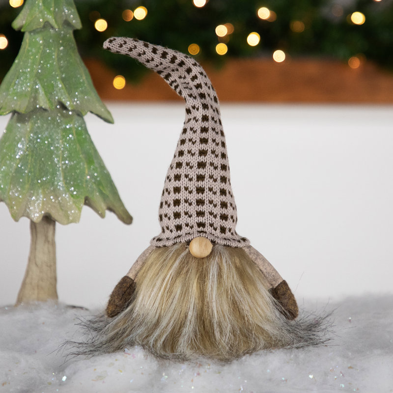 Figurine de Noël gnome assis 12,5 "beige et brun