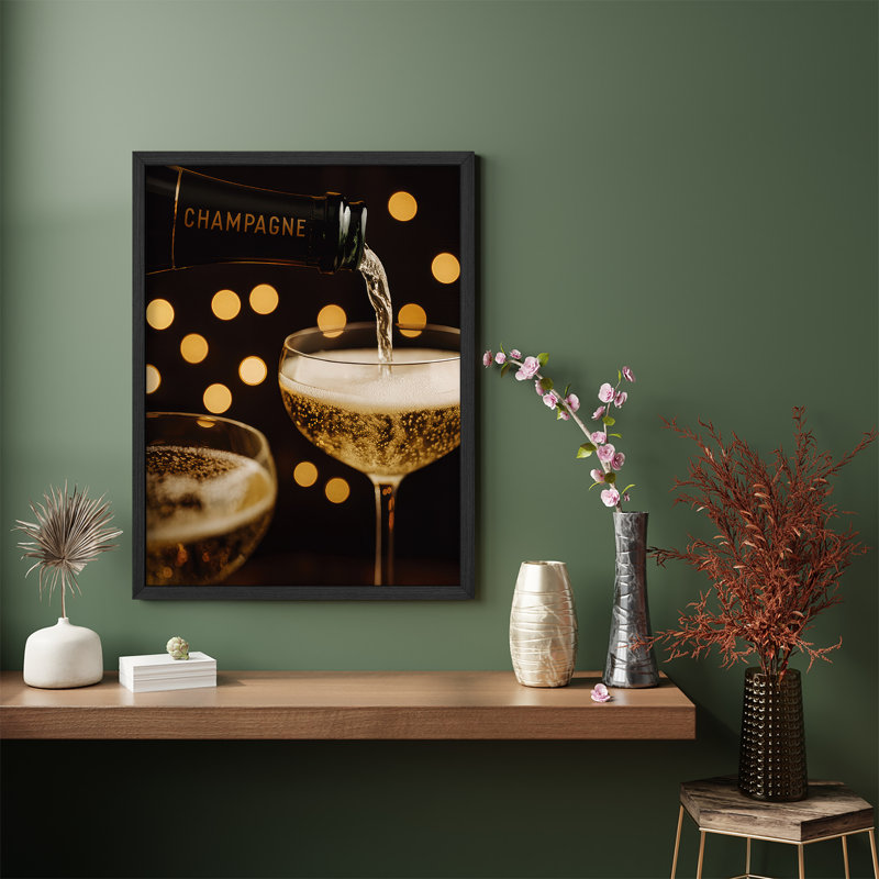 Reproduction d'art Champagne Champagne - photographie de verre à vin mousseux, H 16 po x l 12 po, Naturel