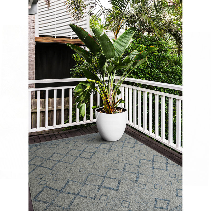 Tapis rectangulaire moderne, transitionnel, géométrique, du sud-ouest, texturé, découpé et bouclé