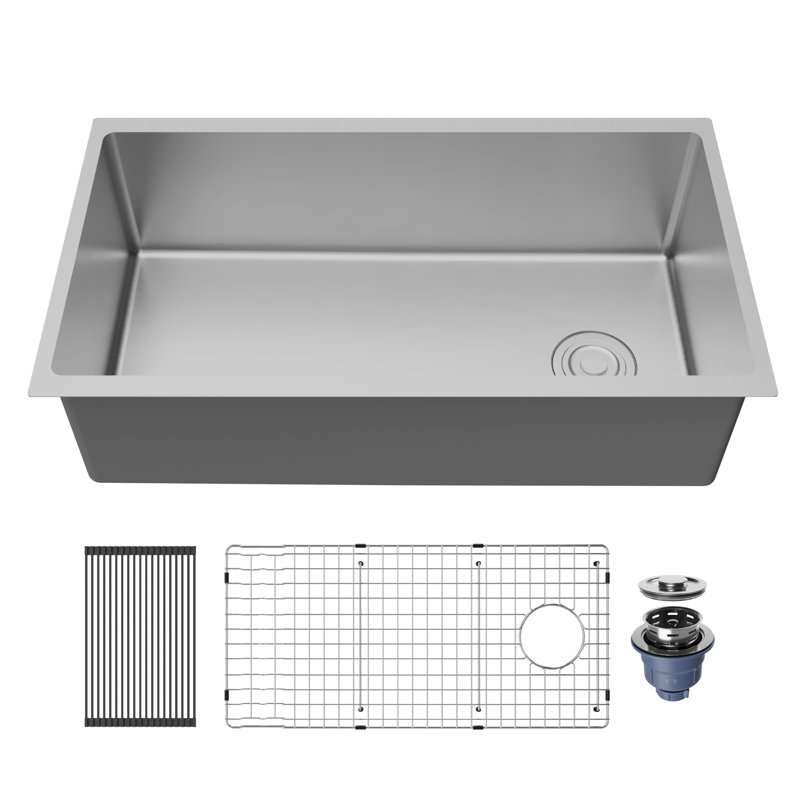 Évier de cuisine très grand à cuve simple encastrable en acier inoxydable 33 po x 18 1/4 po Karran Fusion