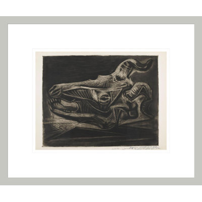 «Skull of a Goat on a Table» par Pablo Picasso - reproduction d'art encadrée