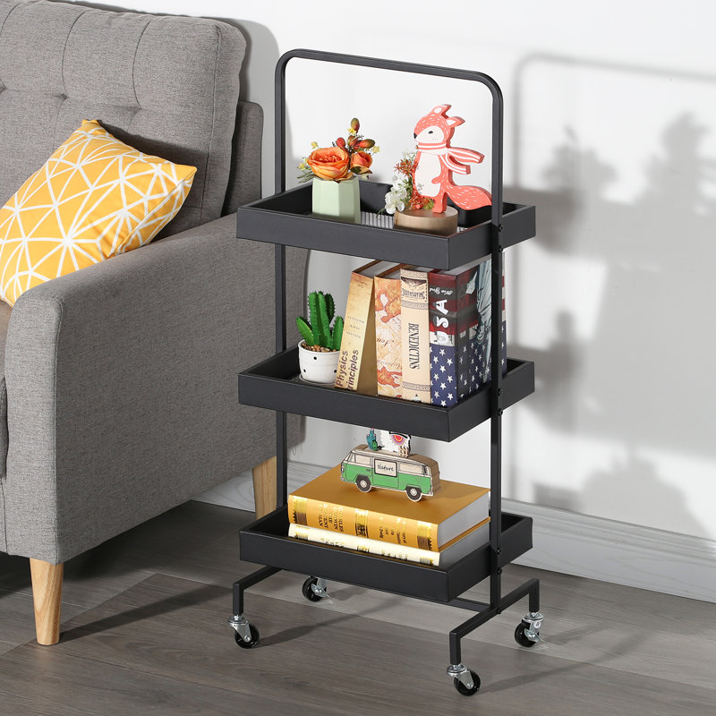 Deodar Iron Tray Top End Table Set, Black