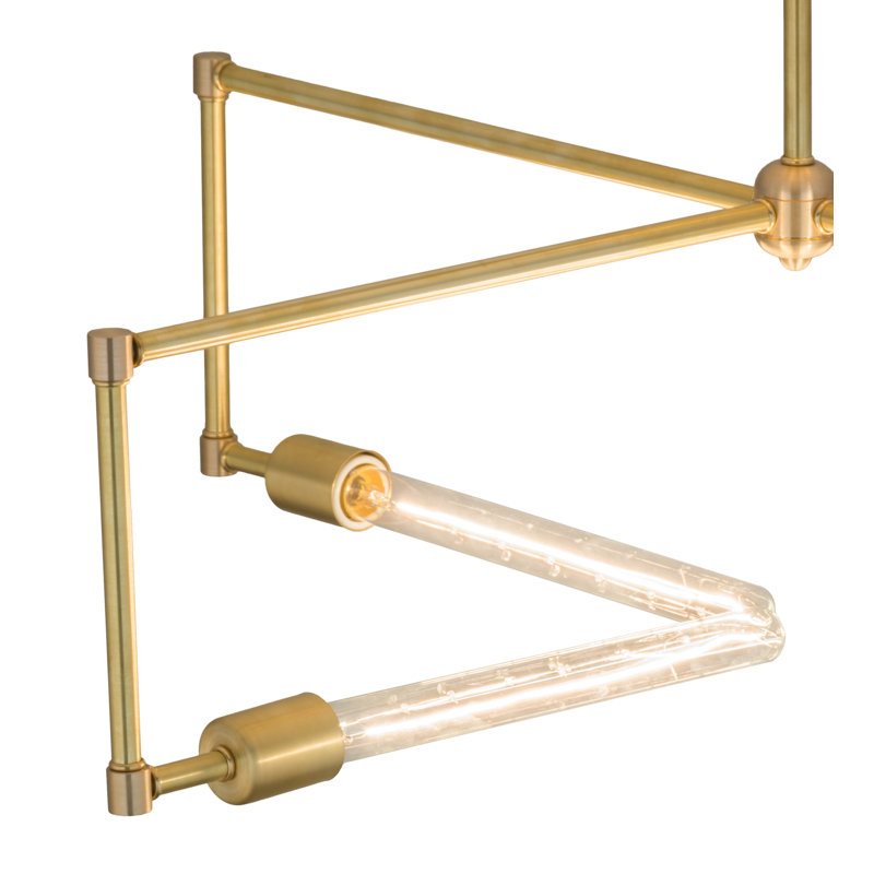 4 - Light Semi Flush Mount, Satin Brass