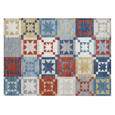 Machine Washable Indoor/Outdoor Chantille ACN2538 Patchwork Rug