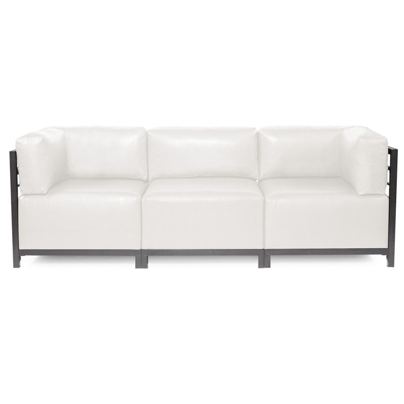 Fauteuil de chambre Woodsen, Titane, Similicuir blanc