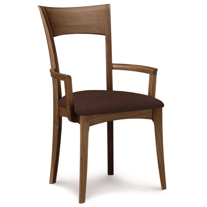 Ingrid 19.25'' H Upholstered Cherry Armchair, Natural Walnut, Coffee