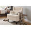 Fauteuil d'appoint rembourré capitonné pour le salon et la chambre à coucher, beige-1717626541