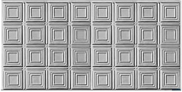 Turn Of The Century 48.5'' L x 24.5'' W Tin Glue Up Ceiling Tile In Shiny Silver Chelsea Decorative Metal Co