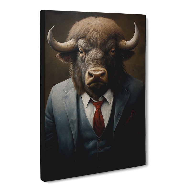 Buffalo In A Suit Painting - Wrapped Canvas, 76cm H x 50cm W x 3cm D