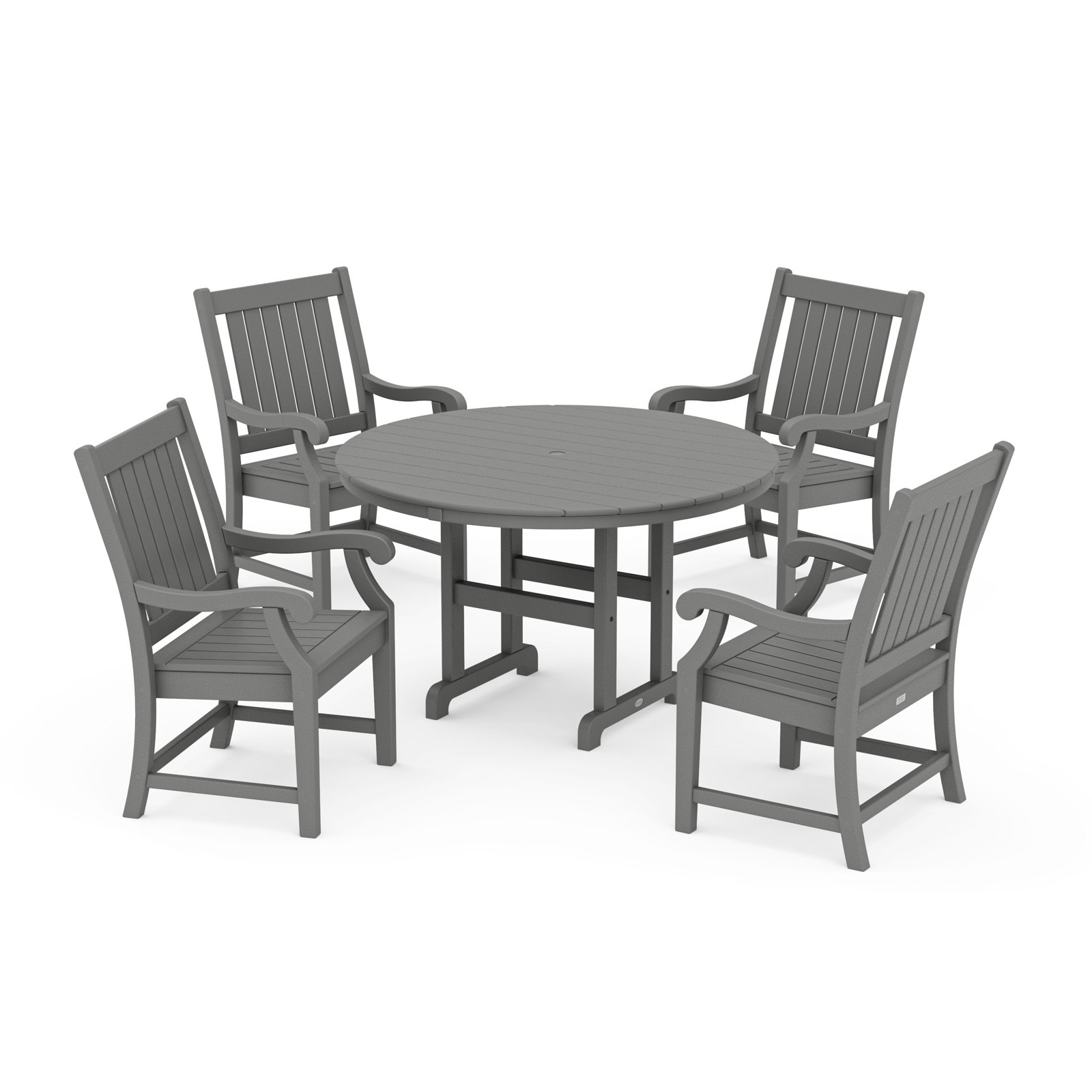 POLYWOOD x Birch Lane Verlyn 5-Piece Round Farmhouse Dining Set, Slate Gray