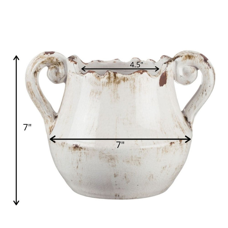 Asllan White 7" Ceramic Table Vase