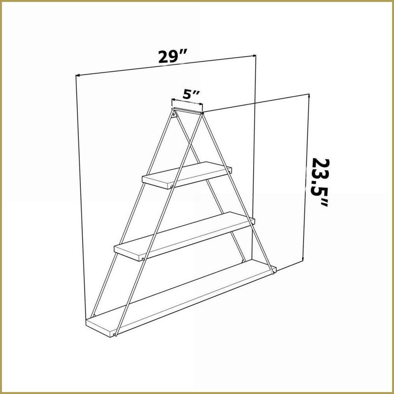 Floating Shelf, Rustic Wall Mounted Triangle Shelf with Metal Bracket | Walnut/Chrome, Walnut