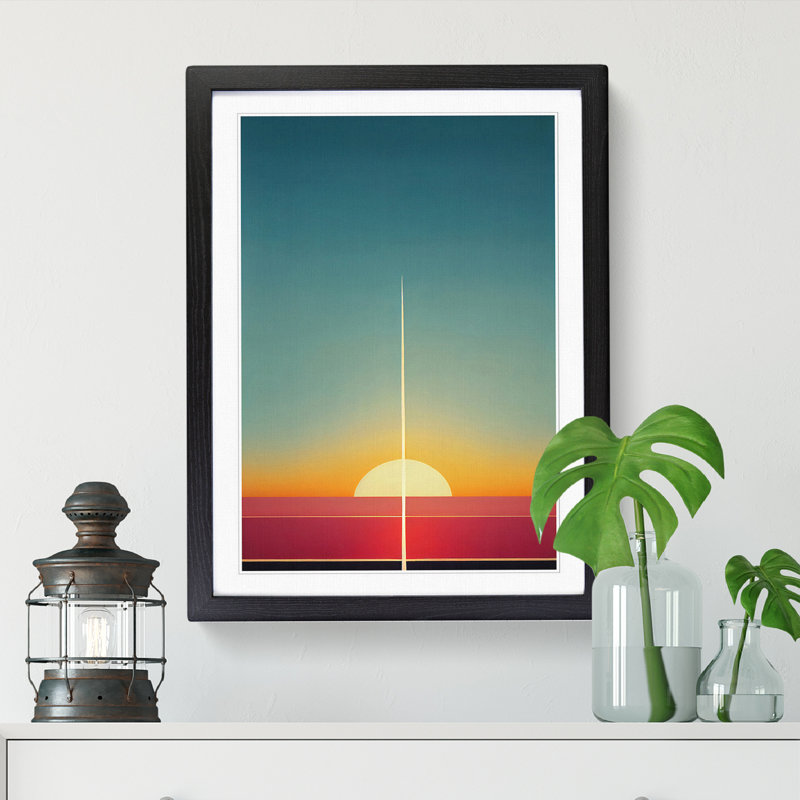 Carrico Japanese Sunset Minimalism 1 Piece Single Picture Frame Wall Art, 34cm H x 25cm W x 2cm D, Black