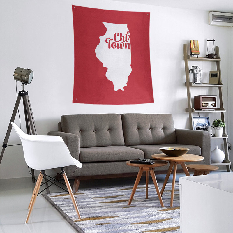 Tapisserie de Chi Town, Illinois, H 80 po x l 68 po, Rouge