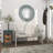 Wooden Distressed Carved Floral Blue Wall Mirror with Gold and Beige Accents