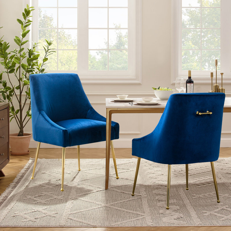  Chaise d'appoint rembourrée Krafick, Velours bleu