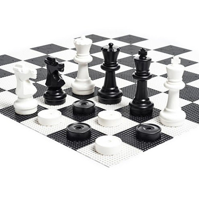 16" Tall Large Chess Set with Checkers and Hard Plastic Board, 16" H x 6" W x 6" D