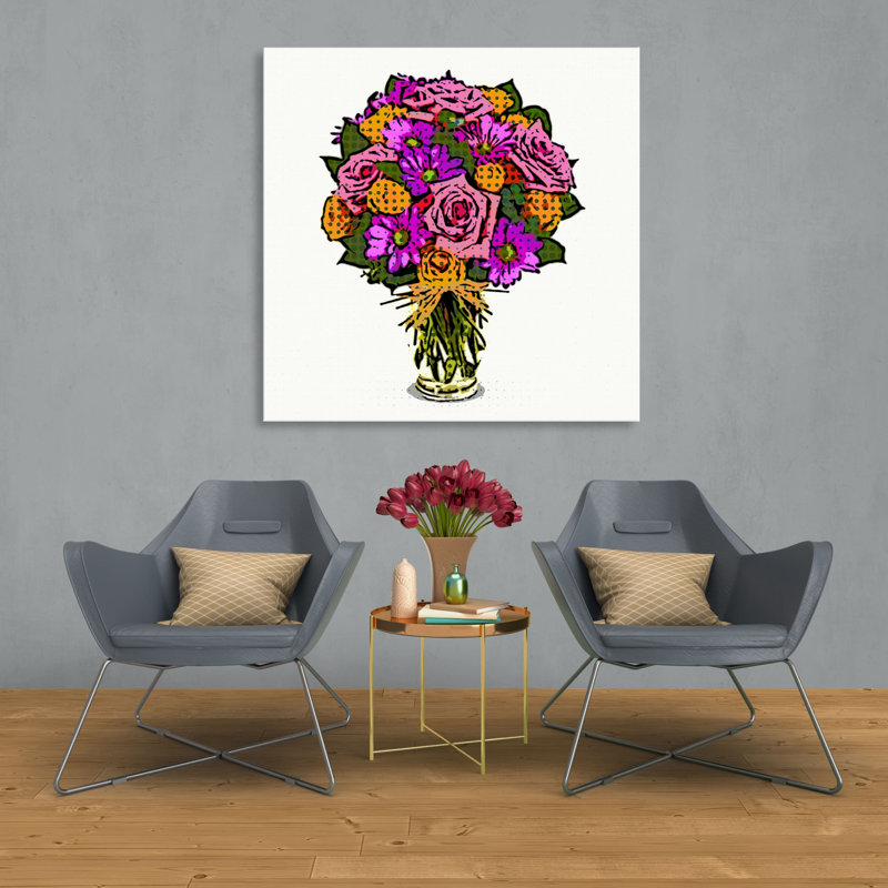 «Abstract Bouquet I» - Impression sur toile tendue, H 16 po x l 16 po x P 1,5 po