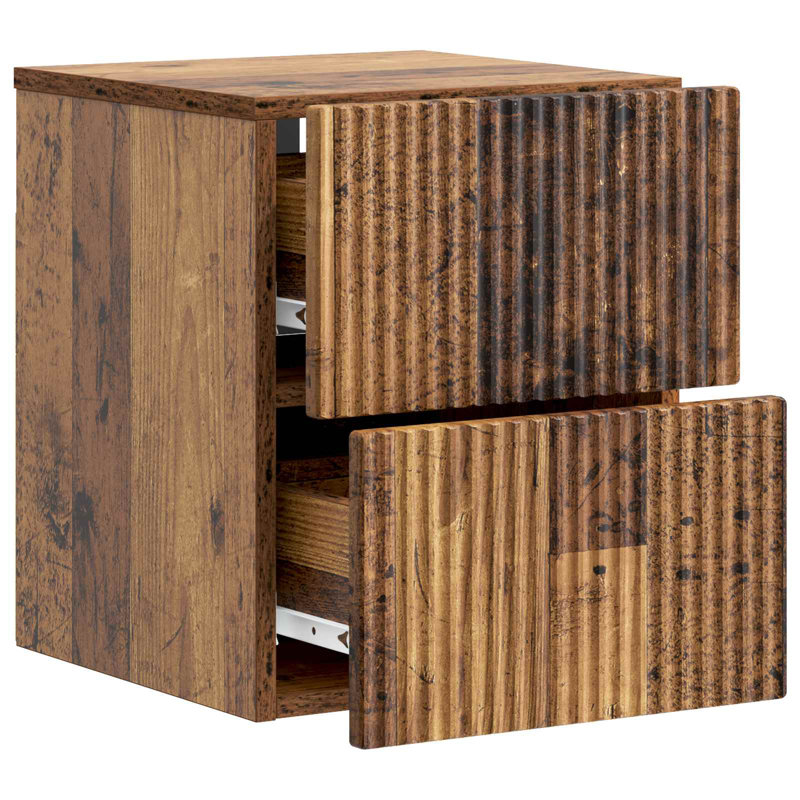 33cm W Manufactured Wood Bedside Table, Old Wood