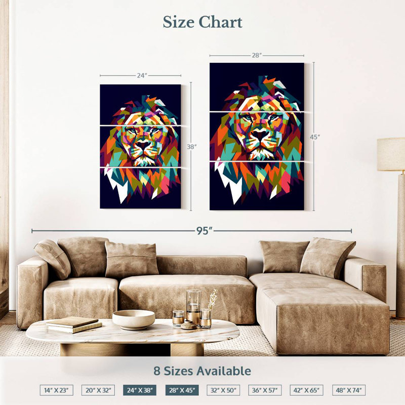 Brampt Lion Head Mosaic, 38" H x 24" W