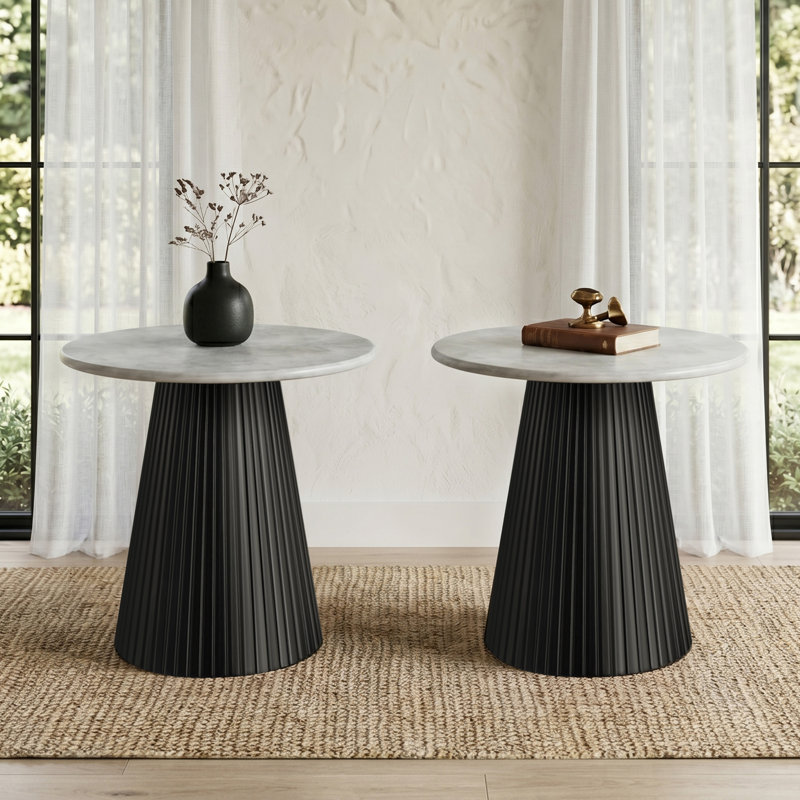 Table de bout à piédestal en pierre frittée Liam, 2