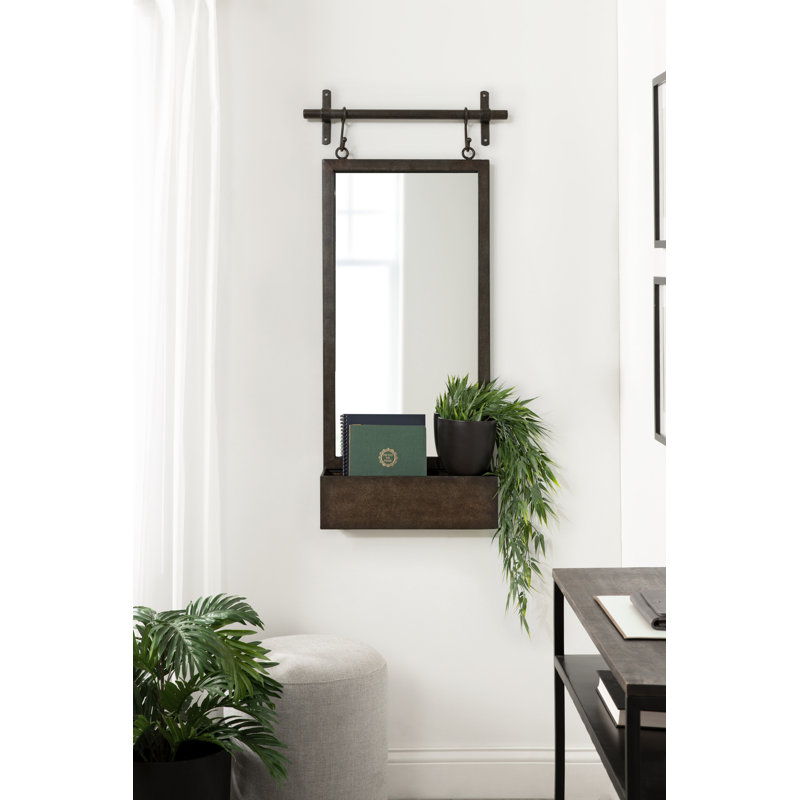 Miroir d'appoint Hughley, 39 po x 18 po, Brun