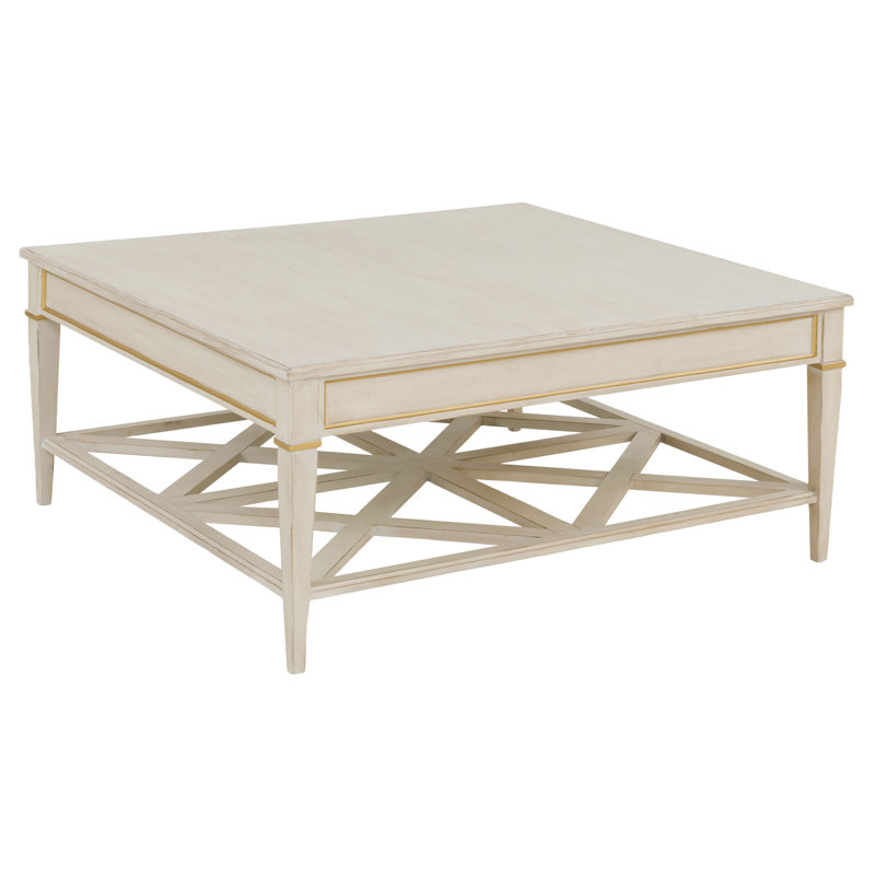 Linea Square One Drawer Cocktail Table in Champagne Mist, 18" H x 42" W x 42" D, Champagne Mist / Champange Mist