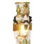 Soldat casse-noisette illuminé blanc et or 3 pi avec sceptre, décor de Noël à pile-1884126801