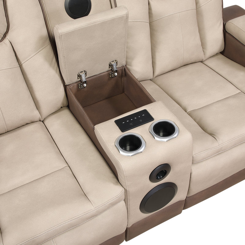 Imperial Power Reclining Loveseat with Built-In Subwoofer and Bluetooth Speakers, Armrest Pocket Wireless Charging, Brown