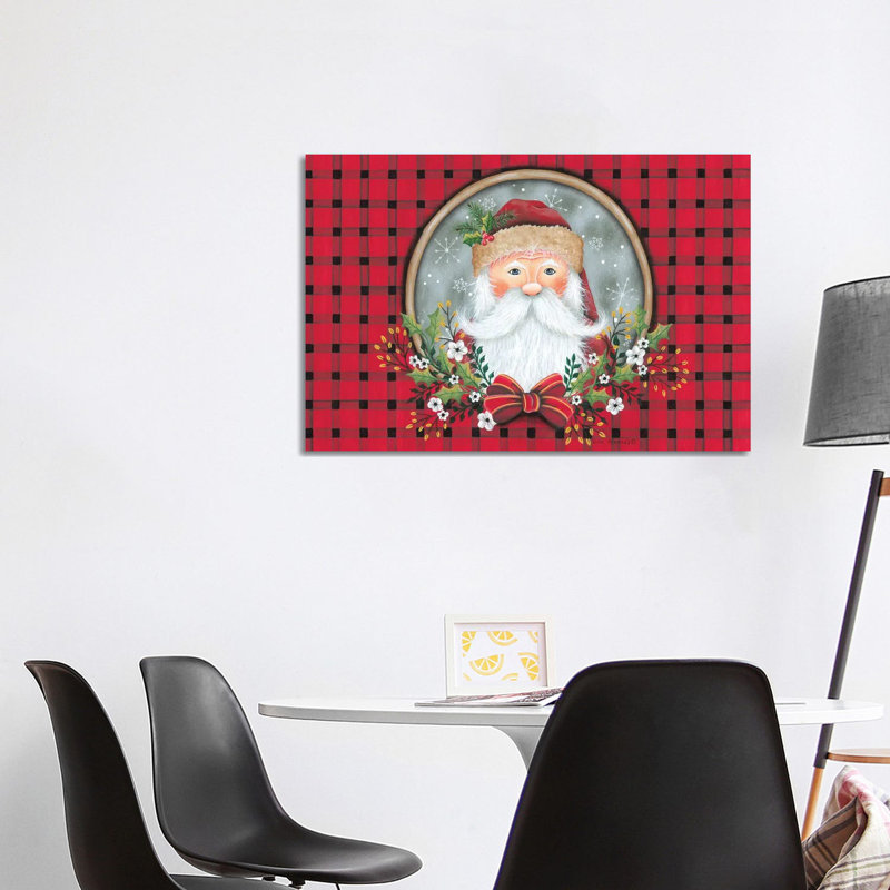 Primitive Santa Portrait - Wall Art Print - Framed Canvas, 26" H x 40" W, Wrapped Canvas, Does Not Apply