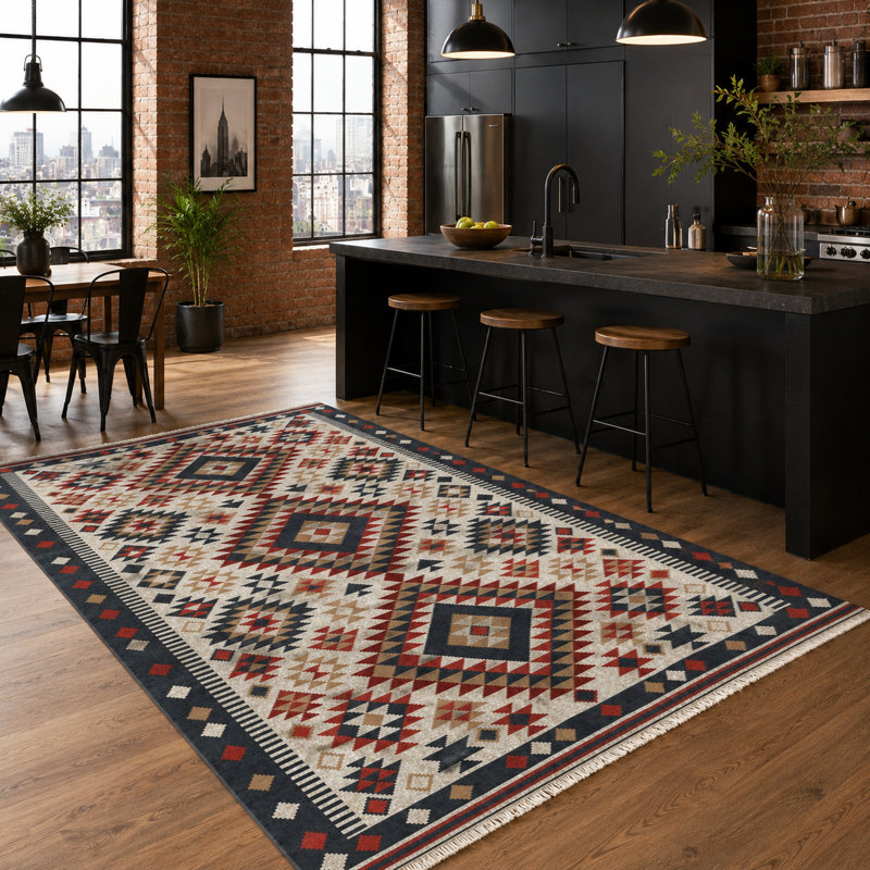 Oriental Cotton and Chenille Flatweave Area Rug, 200 x 300 cm
