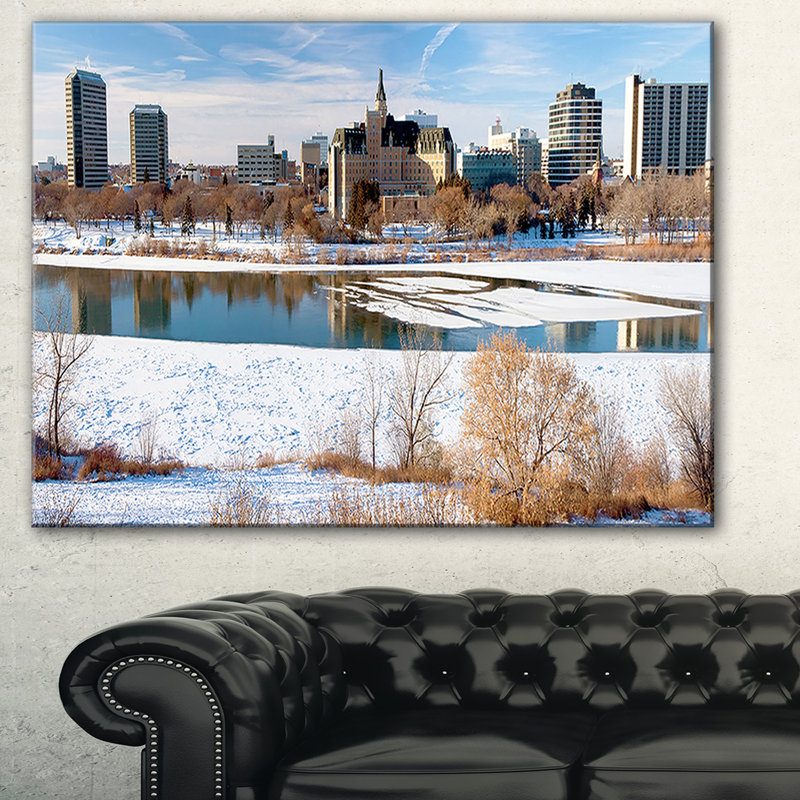 « city of saskatoon winter panoramique », reproduction de photo sur toile, H 20 po x l 20 po x P 1 po