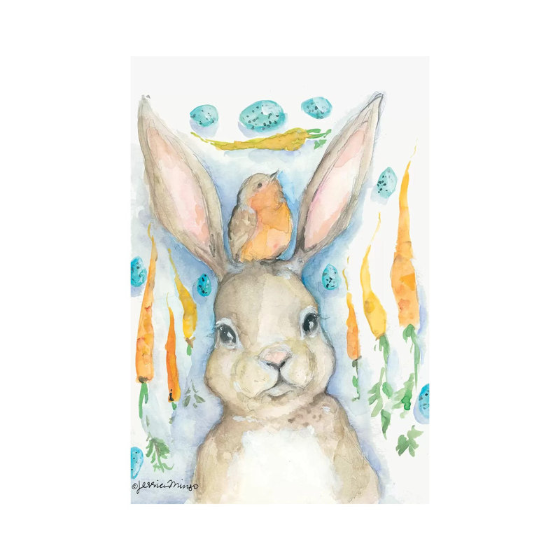 Rabbits And Carrots Oh My by Jessica Mingo - Wrapped Canvas Painting, 20.32 cm H x 30.48 cm W
