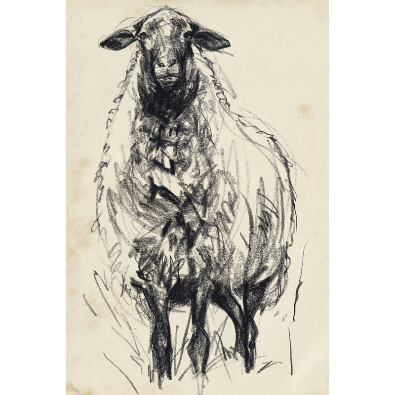 " Charcoal Sheep I " by Jennifer Paxton Parker Painting Print, 12" H x 8" W