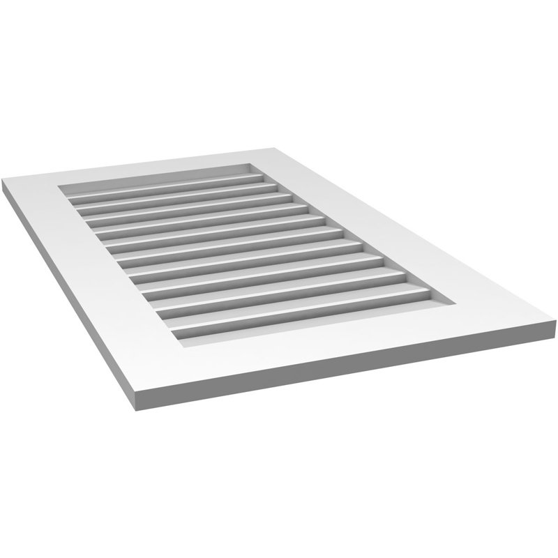 Évent à pignon fonctionnel en uréthane rectangulaire à fixation en surface, brun clair apprêté, H 36 po x l 22 po x P 1 po