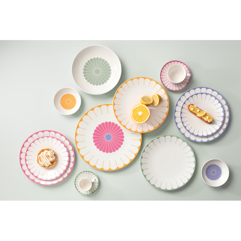 Assiette à déjeuner / à salade Villeroy & Boch Fleur Vert, porcelaine de qualité supérieure, fabriquée en Allemagne, va au lave-vaisselle et au micro-ondes, petit plat pour les desserts, les petits-déjeuners, les collations ou les gâteaux, 8,25 po de diamètre, vert