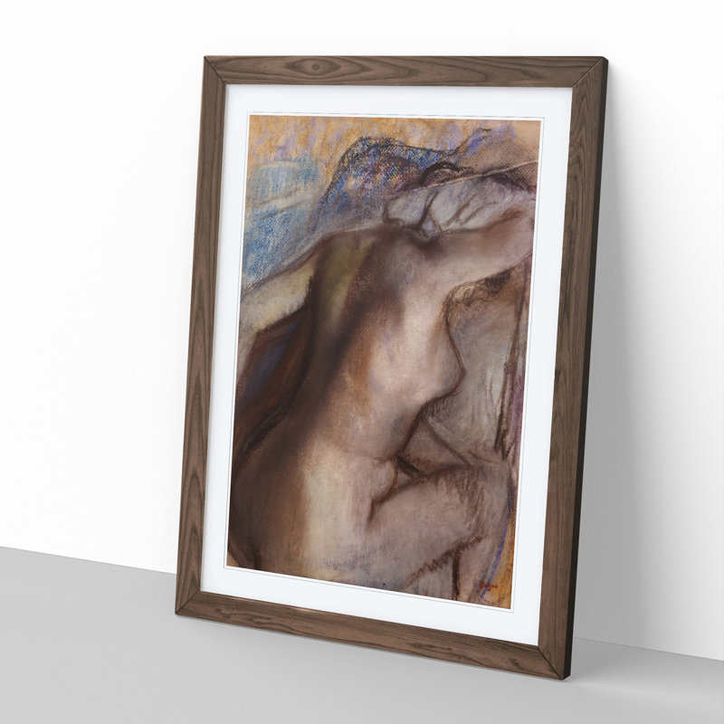 After the Bath by Edgar Degas - Picture Frame Painting, 36cm H x 27cm W x 2cm D, Walnut Framed