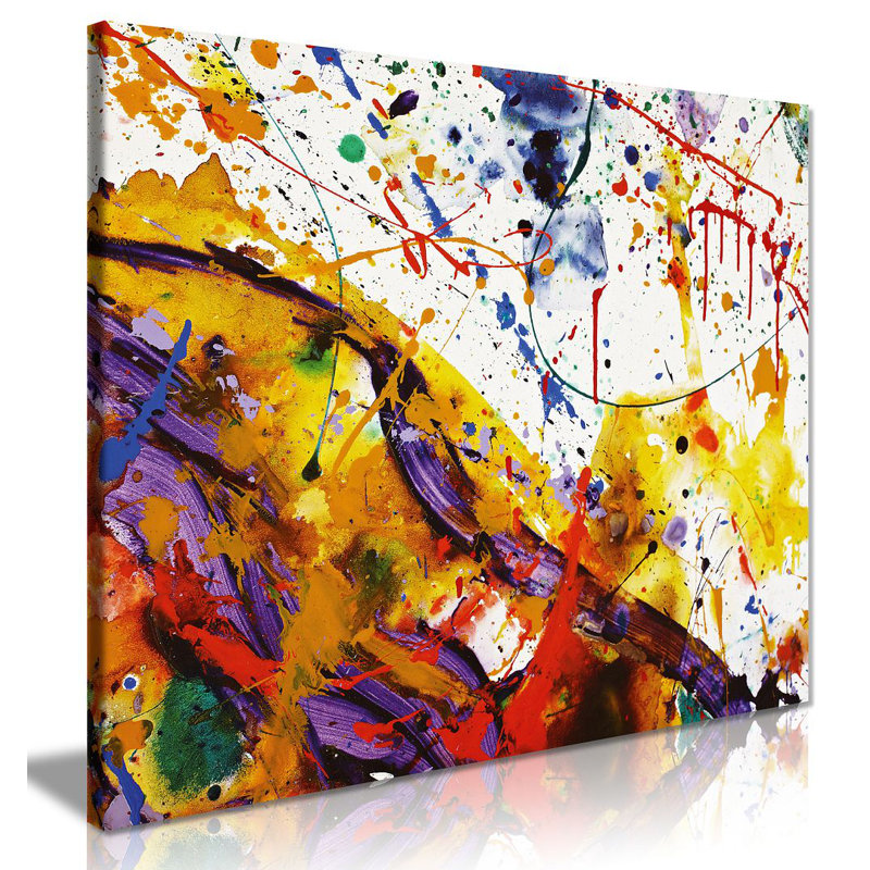 Abstract Modern Art Home Paint Splashes - Wrapped Canvas Print, 61cm H x 61cm W
