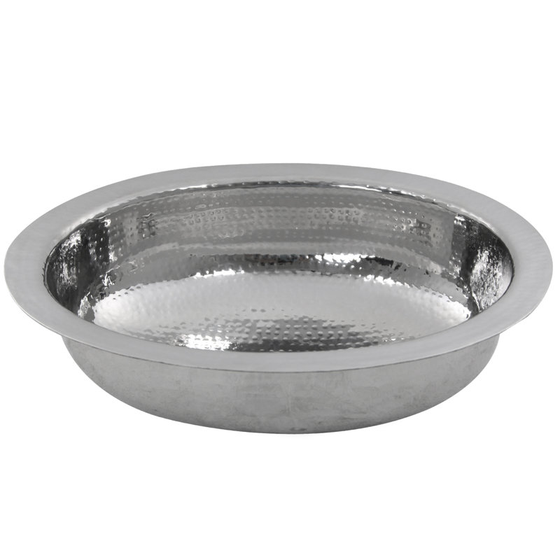 Brightwork Hand Hammered Stainless Steel Oval Undermount Bathroom Sink