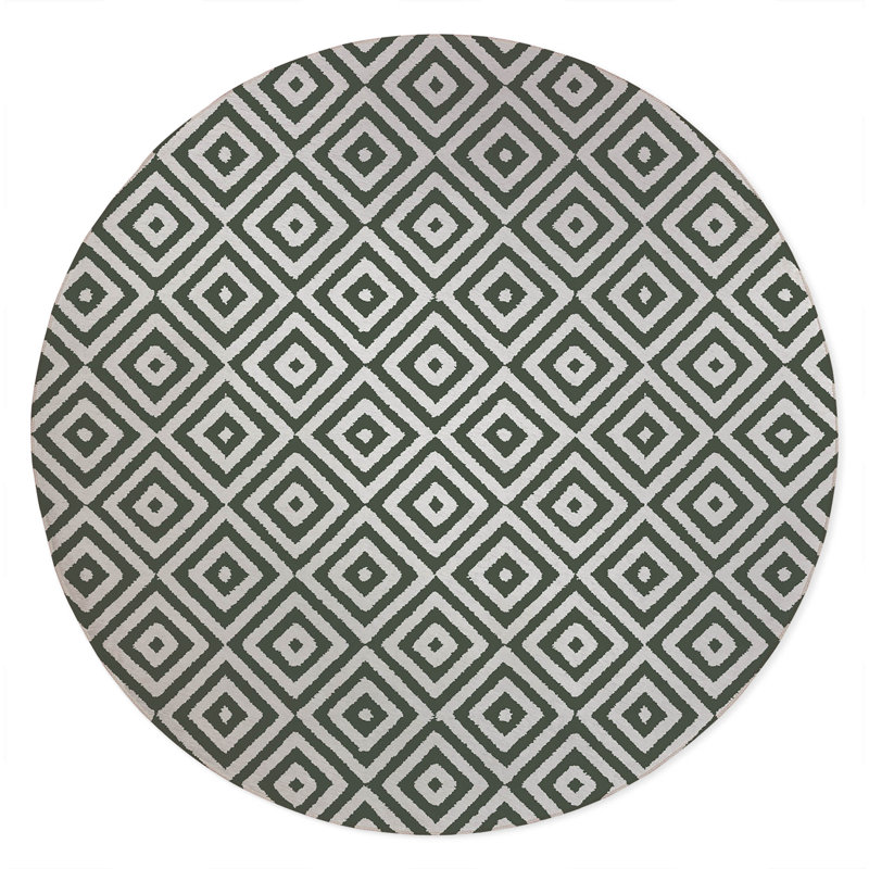 Ikat Eye Non-Slip Outdoor Rug, Round 5'