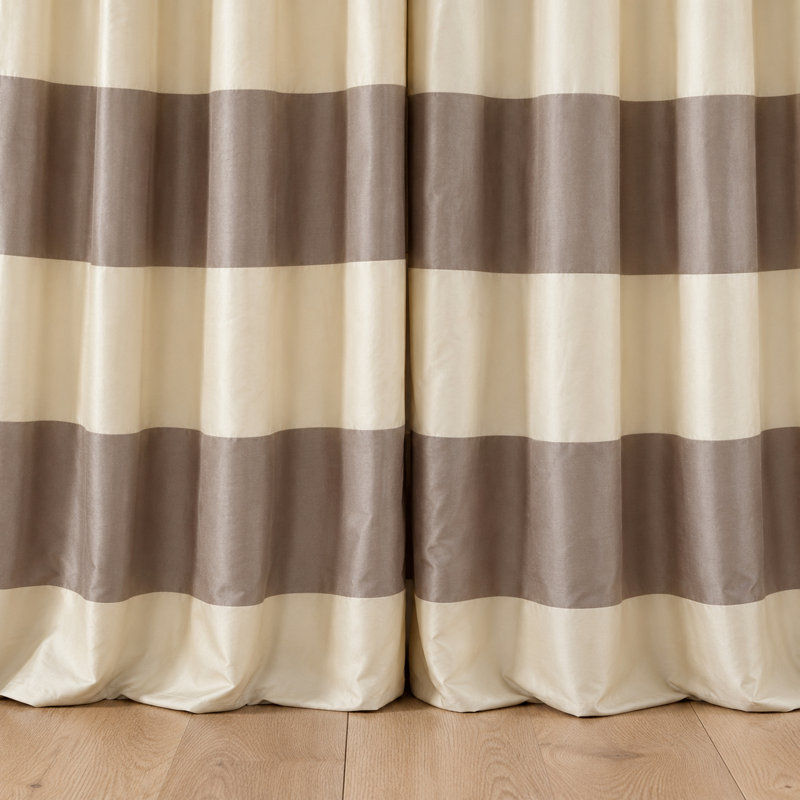 Taffeta Silk Room Darkening Hidden Back Tabs Curtain with Cotton Lining & Interline, 51" W x 84" L