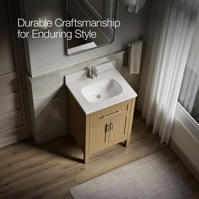 31" Single Bathroom Vanity Set, White, Light Oak, 24"