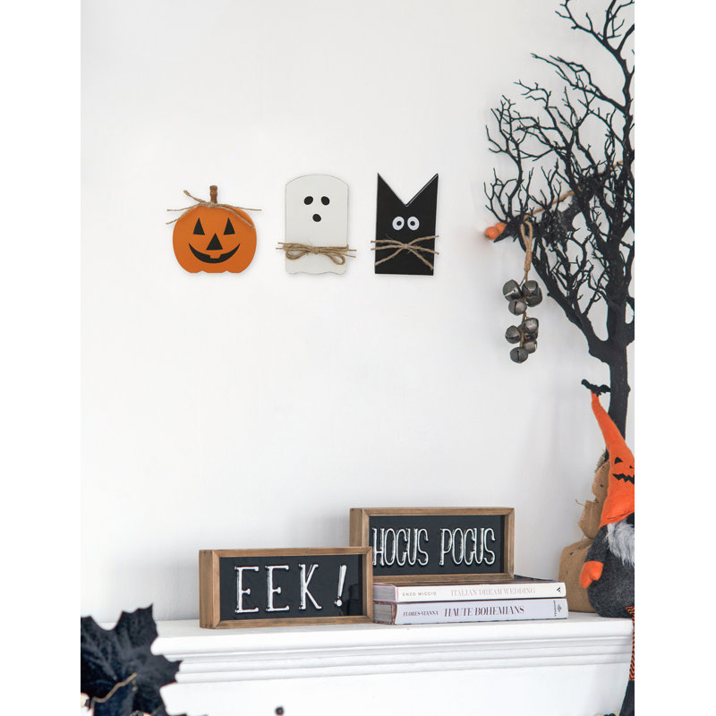 Ensemble de 3 décorations de table d'Halloween avec citrouille, fantôme et chauve-souris pour une décoration festive