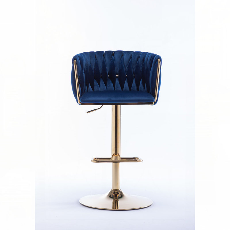 Tabourets de bar pivotants à hauteur réglable en velours, Marine