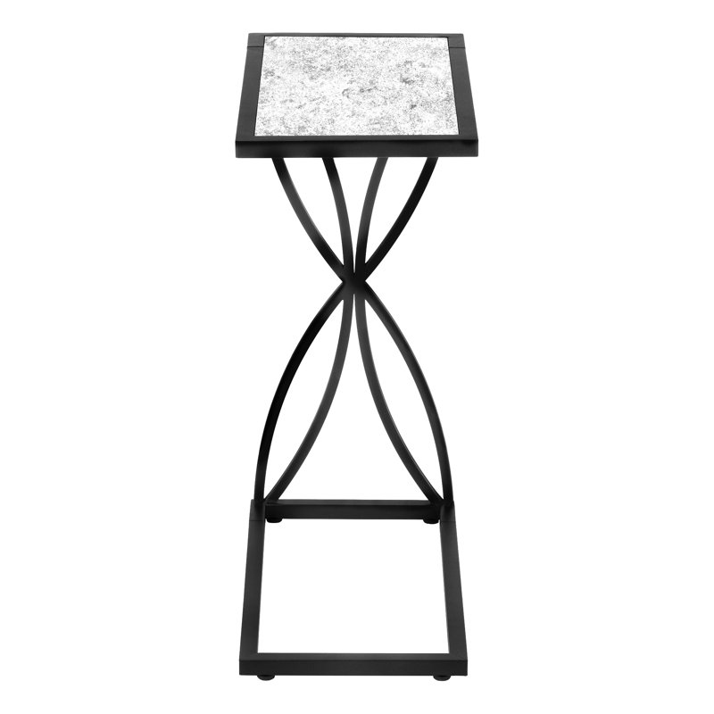 Accent Table, C-shaped, End, Side, Snack, Living Room, Bedroom, Metal, Laminate, Light Gray