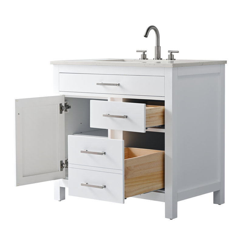Trevor 36" W Single Vanity, White/Brushed Nickel