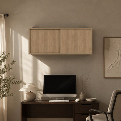 Natural Oak Wall Storage Cabinet