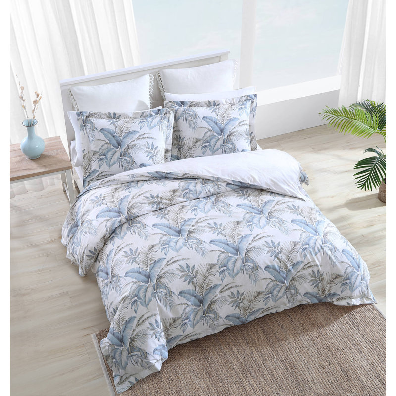 Tommy Bahama Bakers Bluff Blue Cotton Reversible Duvet Cover Set, King Duvet Cover + 2 King Shams